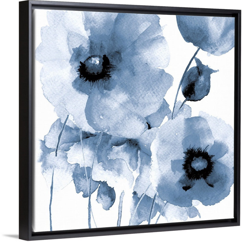 «Flowing Flowers I» par Victoria Brown, reproduction sur toile, H 26 po x l 26 po x P 1,75 po, Cadre noir