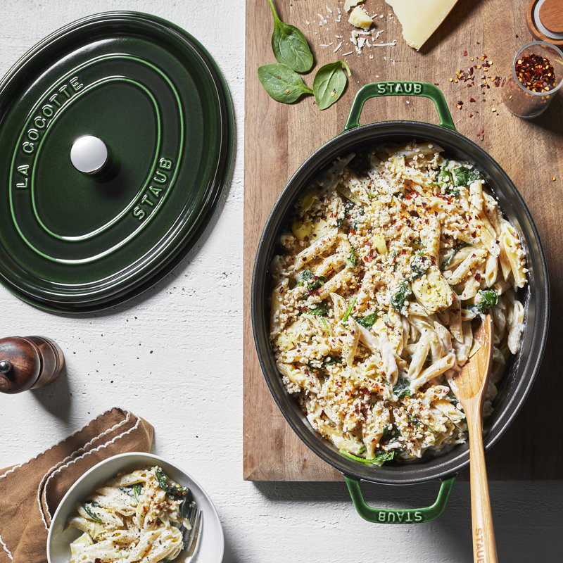 STAUB Oval Cast Iron Cocotte, Basil, 31cm