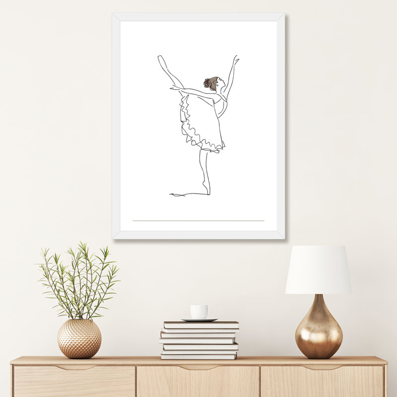 Ballet Line Art - impression d'art graphique, Papier encadré blanc, Blanc, H 32 po x l 24 po x P 1 po