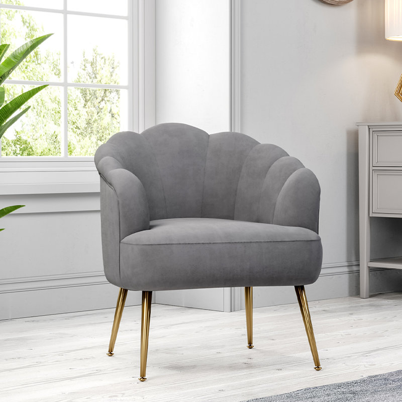 Adriel Upholstered Fabric Barrel Chair, Grey