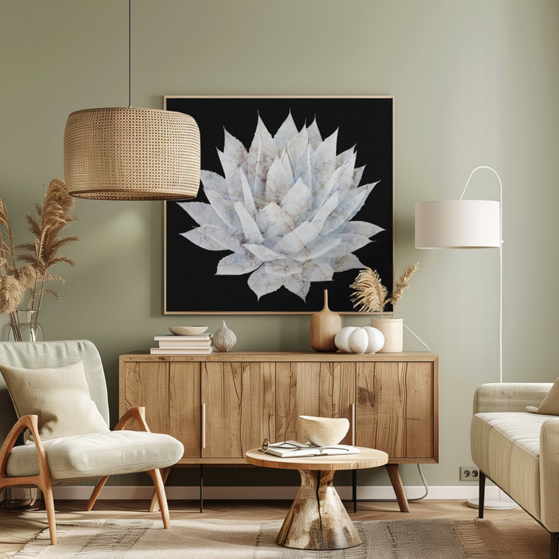 "Agave Agave", art mural texturé encadré, Blanc, H 12 po x l 12 po