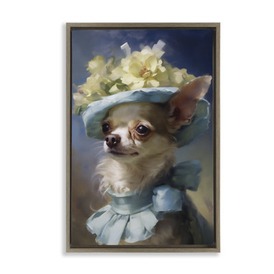 Dog with Fashionable Hat Floating Frame, design by Wumples