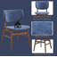 Chaise d'appoint Bevis en tissu bleu et finition noyer (ensemble de 2)