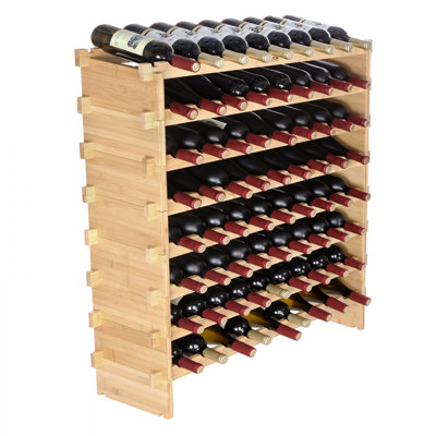 Support à vin modulaire empilable de 72 bouteilles, étagères de rangement en bois de bambou à 8 niveaux
