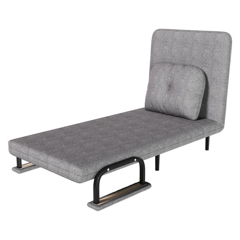 Lit convertible pliant gris avec 5 coussins et 5 coussins, idéal pour les salles familiales, l'espace et le confort