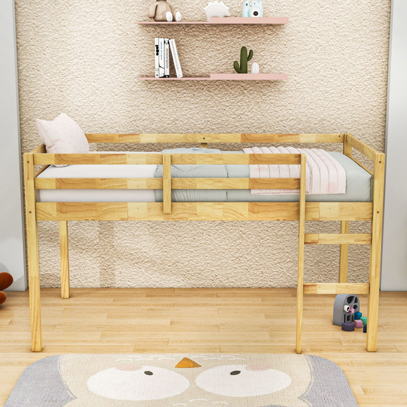 Wooden Twin Loft Bed With Ladder, Natural
