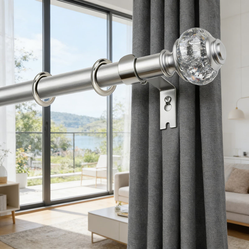 Tringle à rideaux télescopique avec fleurons décoratifs, tringle à draperie réglable pour fenêtres de 32 à 144 po, tringle en métal robuste de 7/8 po de diamètre pour la décoration intérieure