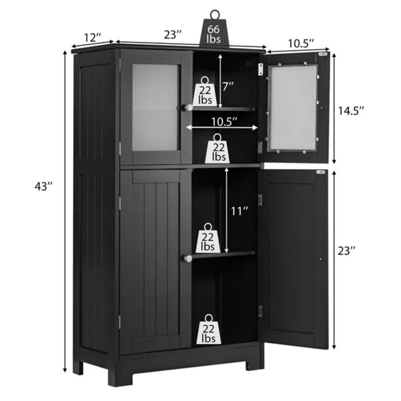 Naol Freestanding Bathroom Cabinet, Black