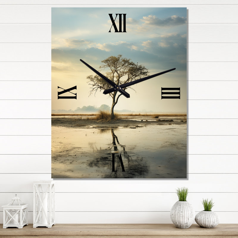 Beach Photo Seaside Reflections II - Horloge murale nautique et plage, H 32 po x l 16 po x P 1 po