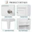 Meuble-lavabo autoportant 24 po en bois massif + panneau de fibres à densité moyenne avec lavabo intégré en céramique, armoire de bain blanche avec tablettes de rangement, porte à fermeture en douceur, 3 tiroirs et poignées-1866605627