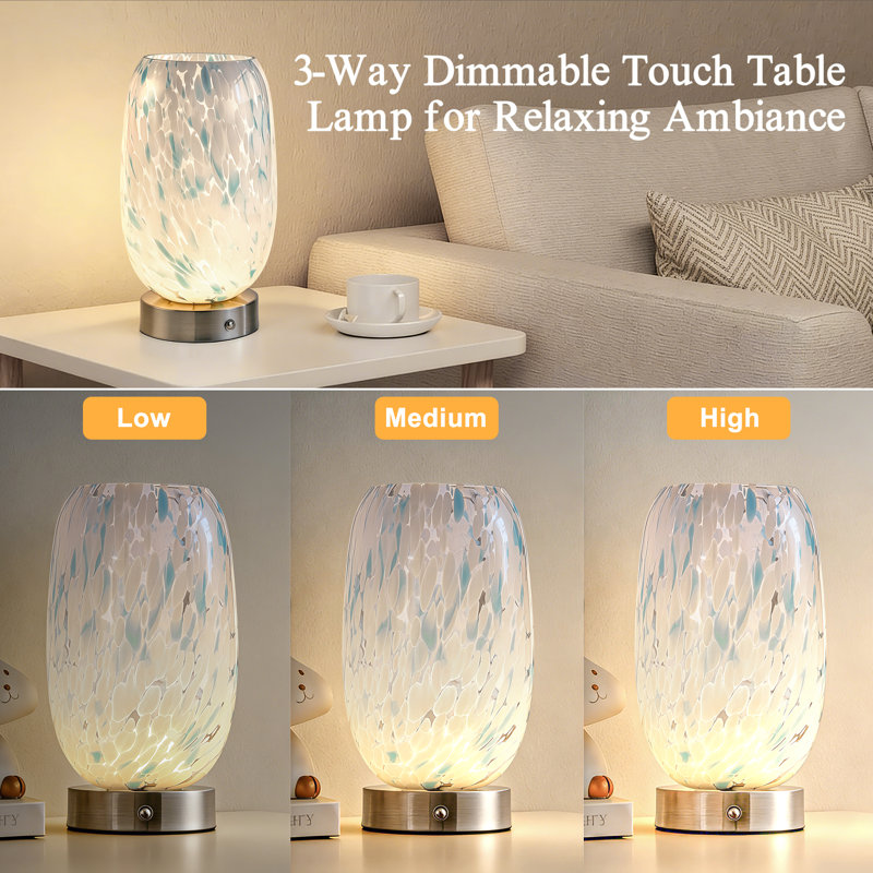 9" Modern Cordless Led Table Lamp Touch Control 3-Level Dimming Type-C Rechargeable for Bedroom Living Room Study Patio