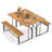  2PCS Table Bench Set for Picnic Table & Loveseat w/Acacia Wood Top Metal Legs
