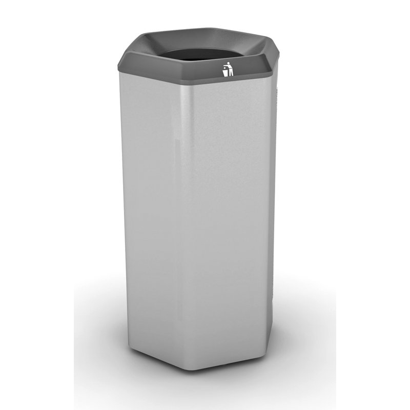 Poubelle de recyclage HexBin, Métal aluminium, 12 gallons