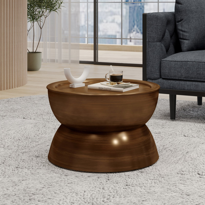 Metal Hammered Coffee Table, Antique Bronze