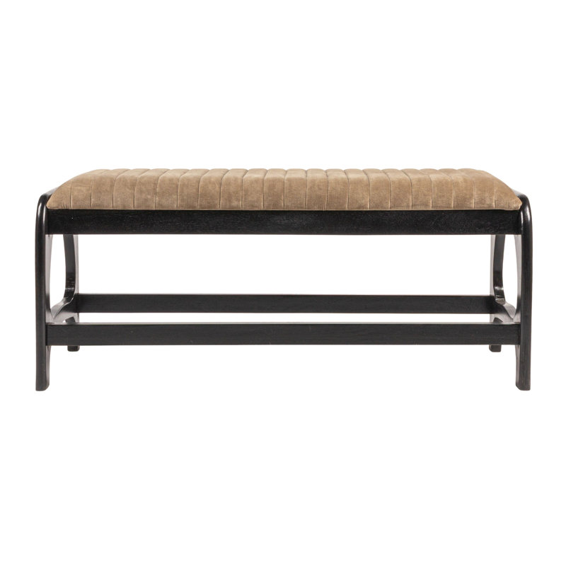 Brady Mango Wood Arch Bench, Brown Velvet