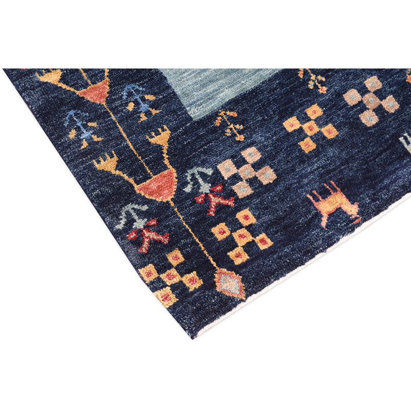 Wool Southwestern Area Rug in Green, Rectangle 5' x 8'