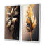 «Gold Abstract Leaves», 2 pièces sur toile-1983009873-1983009875