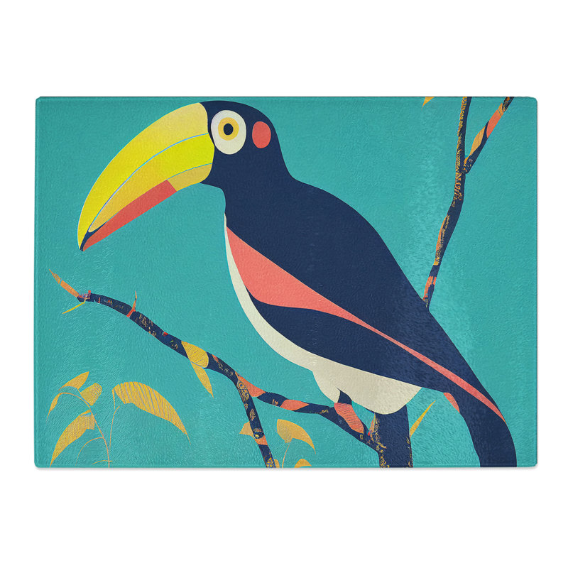 Quirky Toucan Bird Abstract  Glass Chopping Board