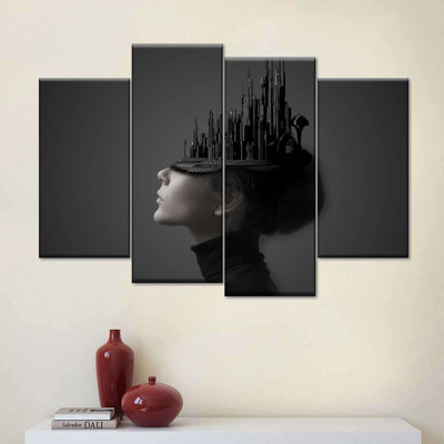 Bizarre Woman Portrait Multi Piece Canvas Print
