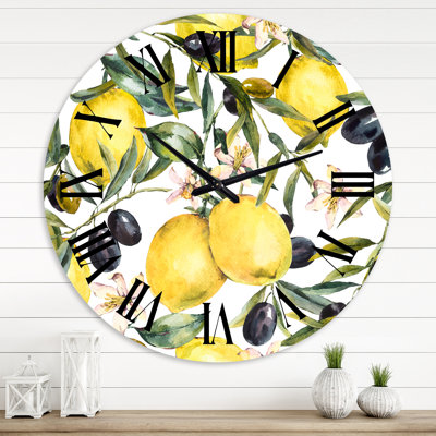 Horloge murale citron et olive I