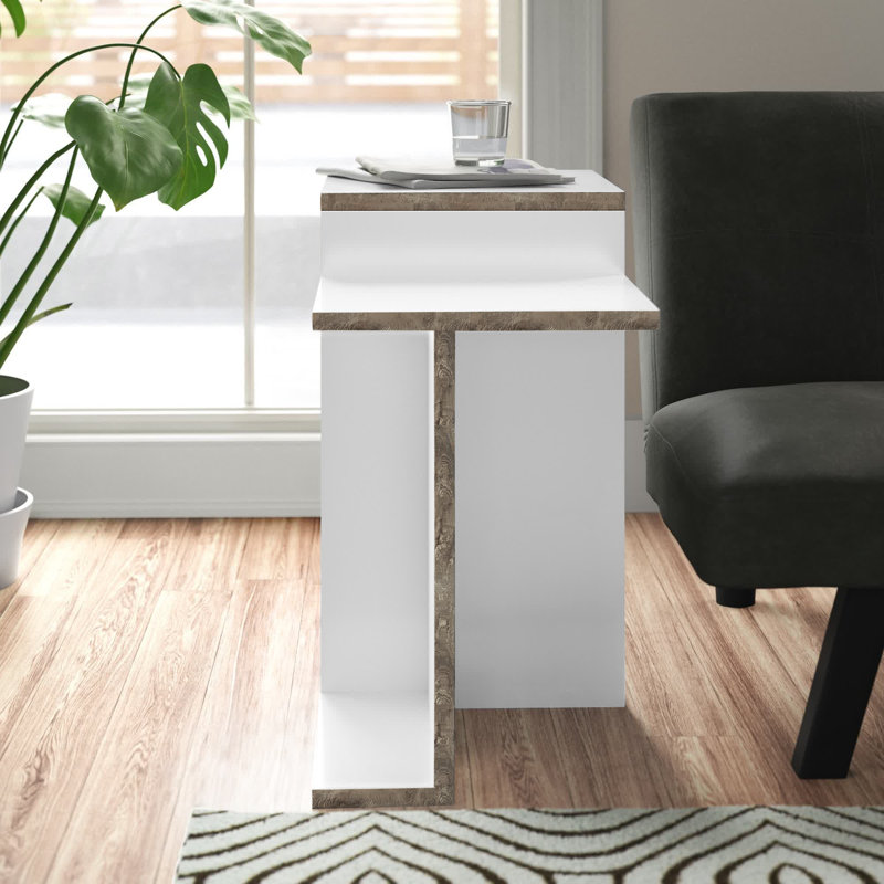 Aithley Abstract End Table, Dark Coffee