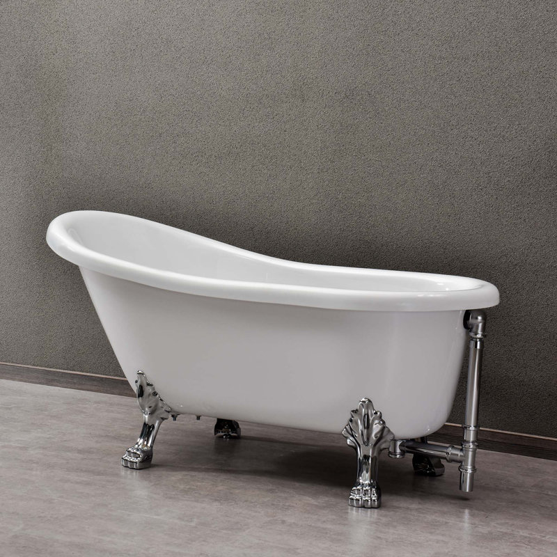 59" x 31" Clawfoot Soaking Acrylic Bathtub, Chrome
