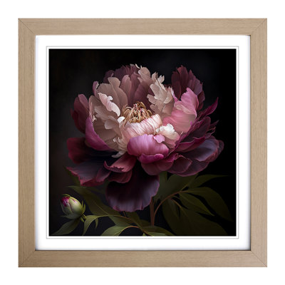 Peony Flower Digital - Framed Print