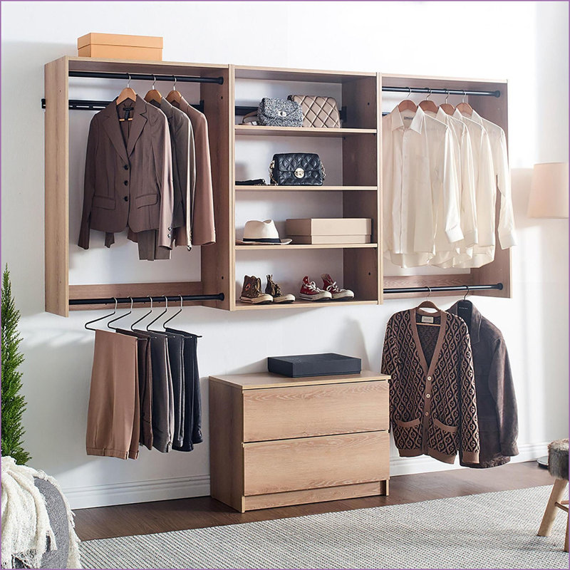 Systèmes de placard: Système de placard mural modulaire moderne en chêne Devi | Chêne | Bois