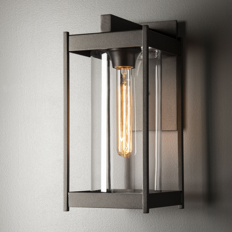 Cela Outdoor Wall Lantern, 13.6" H x 6.2" W x 7.5" D, Coastal Bronze, Clear Glass