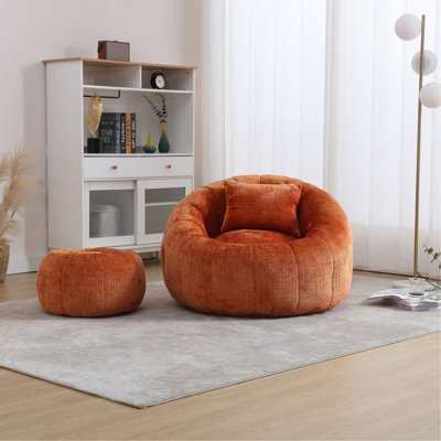 Fauteuils à billes modernes, fauteuil rond confortable pour adultes avec repose-pieds, fauteuil de lecture simple avec coussin pour salon, chambre à coucher, appartement