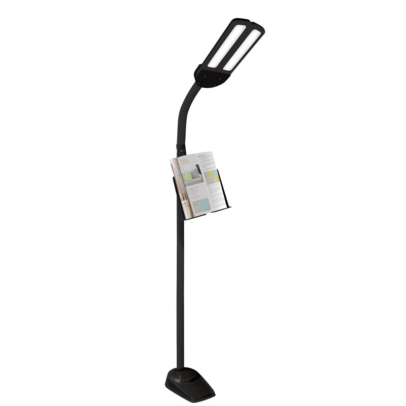 Black Adjustable LED Floor Lamp with USB Charging Port
