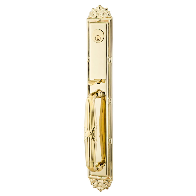 Emtek Imperial Full Length Single Cylinder Tubular Entryset, Rope Lever, Polished Brass, Left Handed