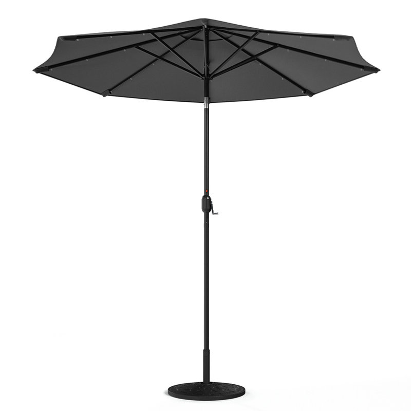 Aiso 3m Traditional Parasol with LED Light, Dark Grey