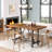 Dining Table For 6 People, Industrial Kitchen Table With Metal Footrest, Counter Height Dinner Table Rectangular Bar Table For Small Space, Apartment-1306693140