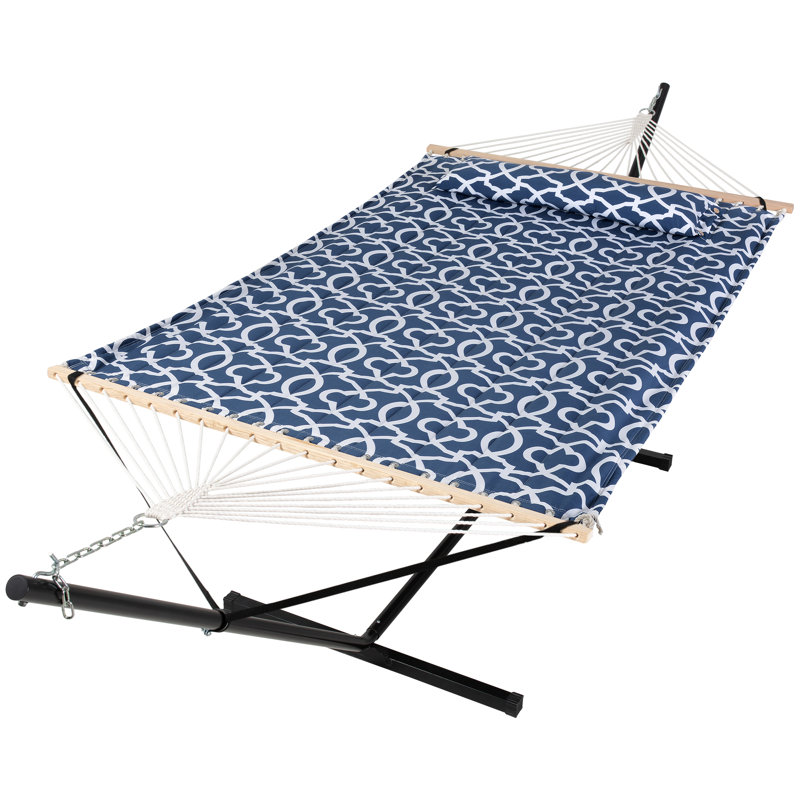 Hamac pour 2 personnes avec support et housse (livraison en 2 boîtes), Blue Moroccan
