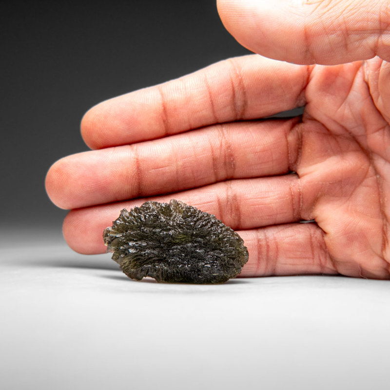 Genuine Moldavite Tektite (18.8 grams), 0.5" H x 1" W x 1.75" D