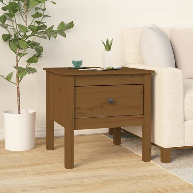Ivet Solid Wood End Table, Dark Brown