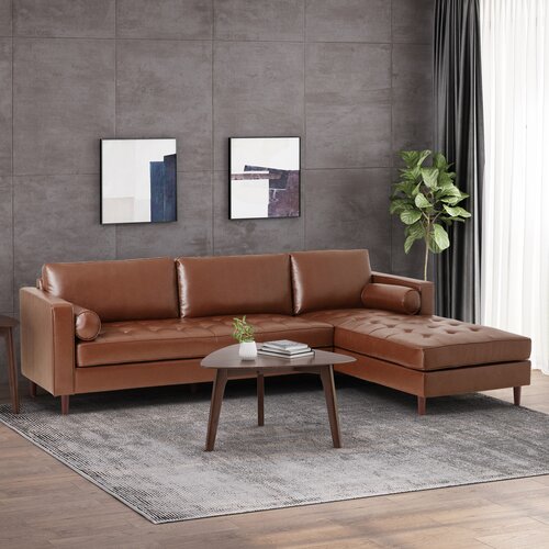 George Oliver 2 - Piece Faux Leather Sectional & Reviews | Wayfair