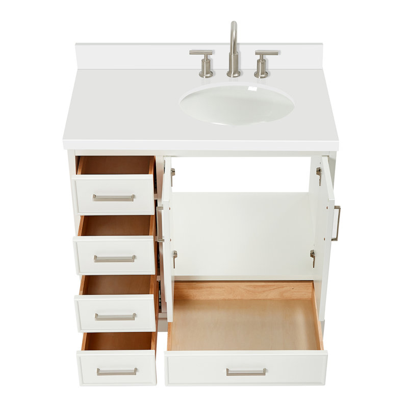 Meuble-lavabo simple avec plateau Abshire 37, Blanc