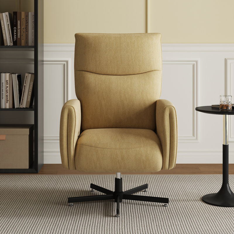 Fauteuil inclinable électrique pivotant, inclinable électrique avec charge USB et de type C, fauteuil d'appoint pivotant en velours pivotant à 360 °, pour le bureau à domicile et le salon, facile à assembler, jaune