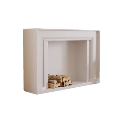 White Solid + Manufactured Wood Freestanding Fireplace