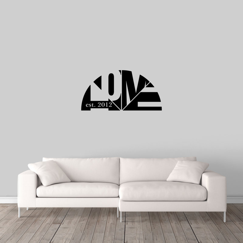 Décalcomanie murale maison personnalisée avec année, Noir, Oui