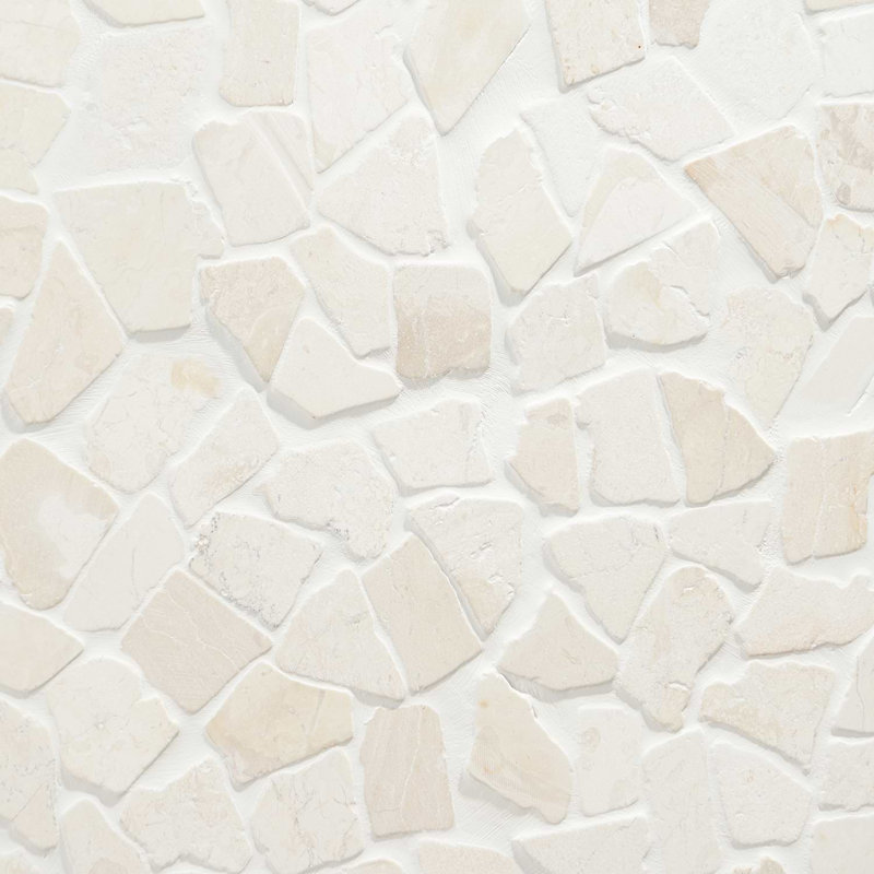 Nature 12x12 Tumbled Pebble Tumbled Mosaic Tile, Lovina White