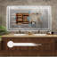 Miroir mural de salle de bain Dokes sans cadre à éclairage DEL, certifié ETL, rétroéclairé, 3 températures de couleur, intensité variable, antibuée, en verre trempé-1087965387