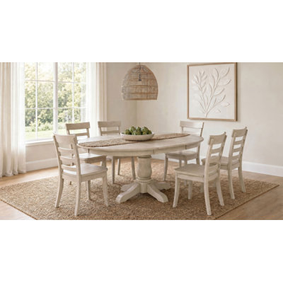 Orrison 7-Piece Oval 62-Inch Extension Leaf Dining Set Linen