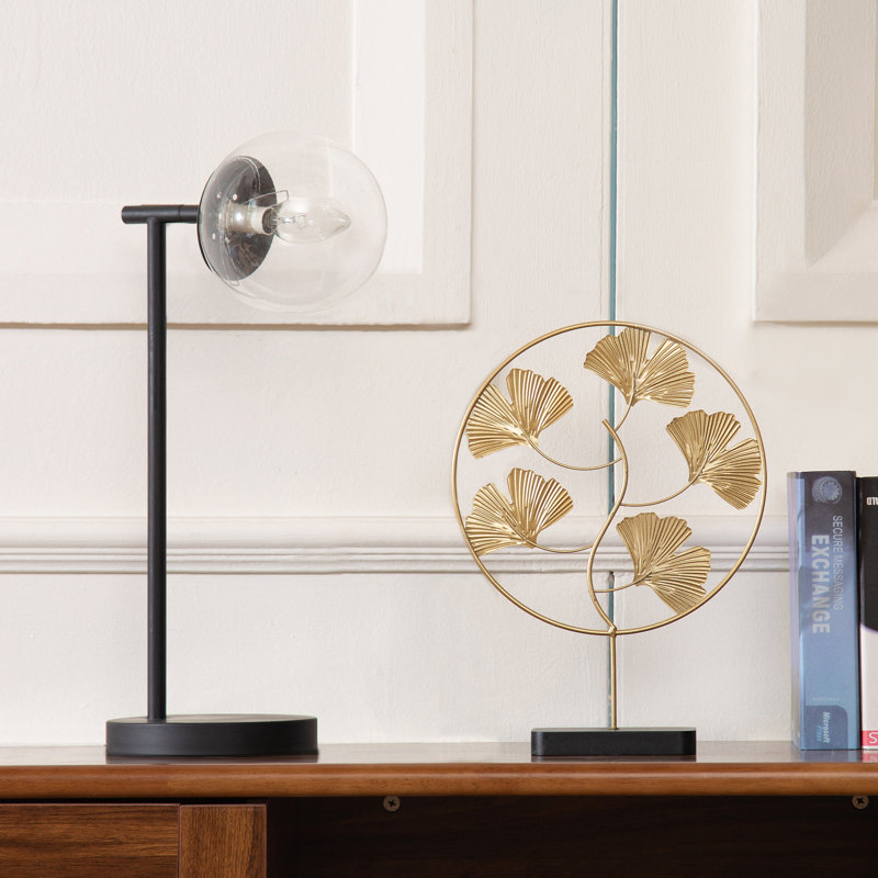 20" Black Table Lamp with Globe Shade