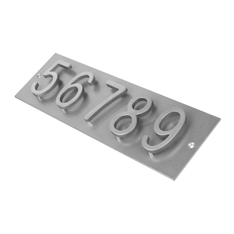 Plaque d'adresse horizontale Amgo Floating Modern, Argent argent, Argent, Oui