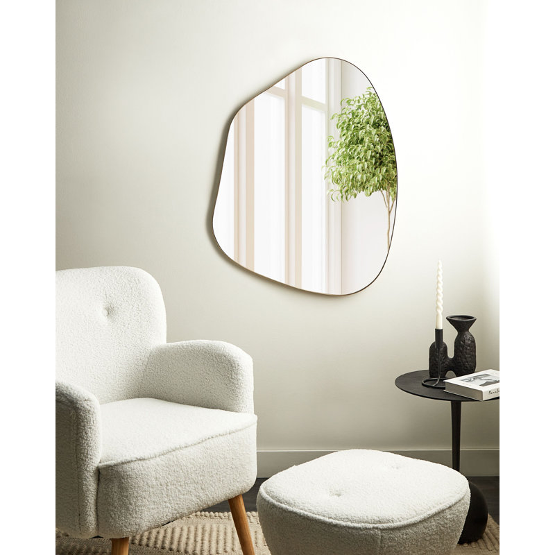 Ocko Metal Wavy Wall Mirror, Gold