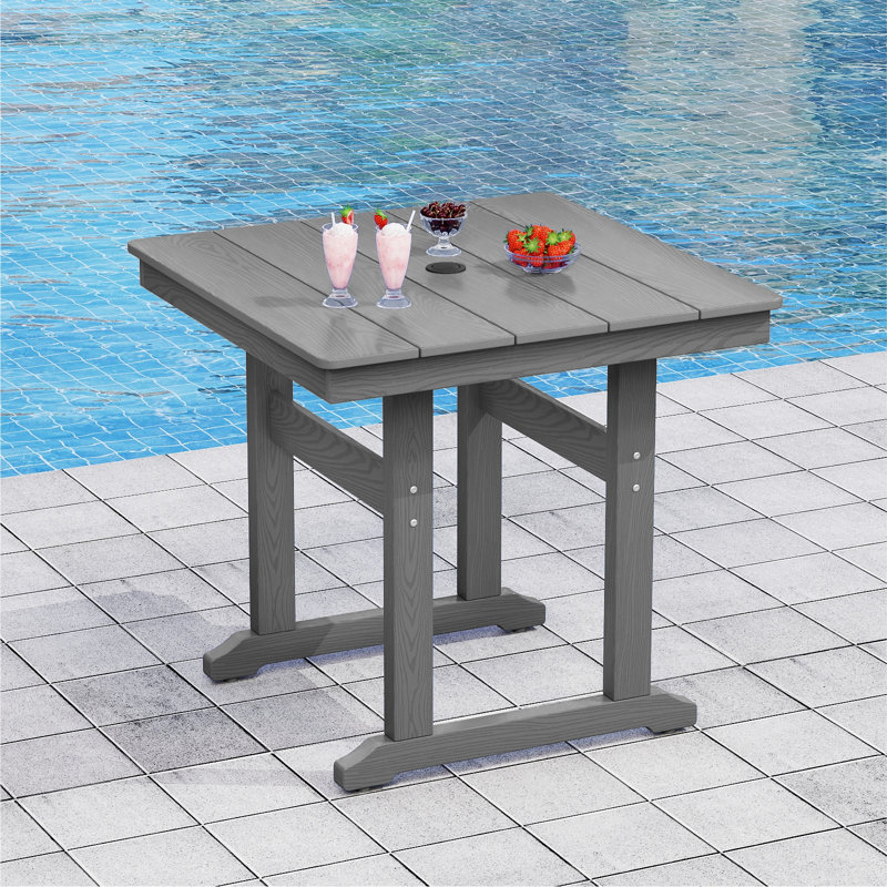 Table de salle à manger carrée 32,1 po pour l'extérieur, Gris