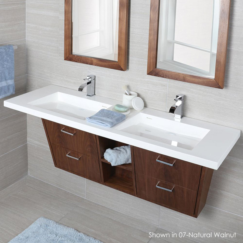 Libera 47.75'' W Wall Mounted Double Bathroom Vanity Base, Horizon Blue